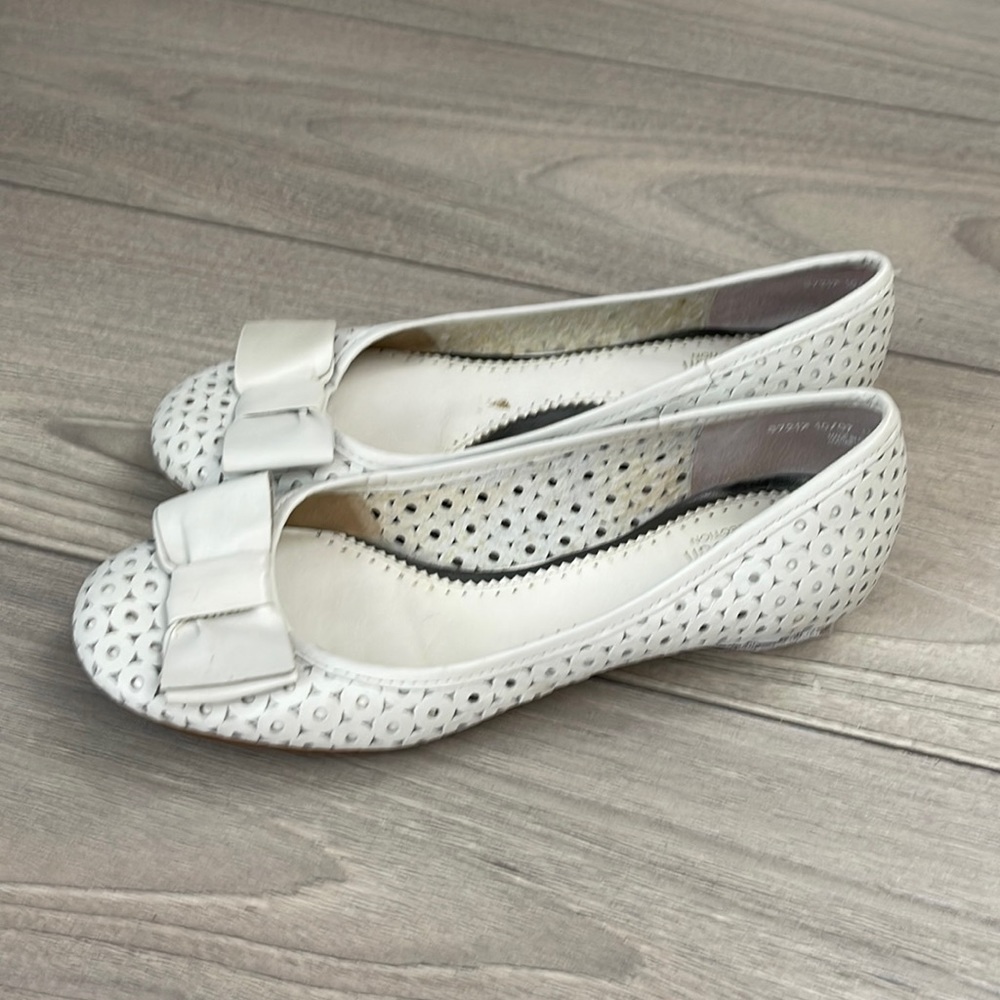 Clarks,white leather,comfortable ballets.